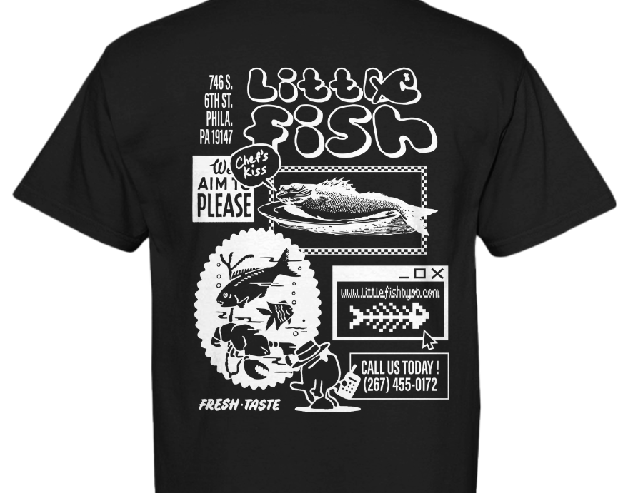 T Shirt (Black/White) — Little Fish | BYOB Seafood Restaurant in